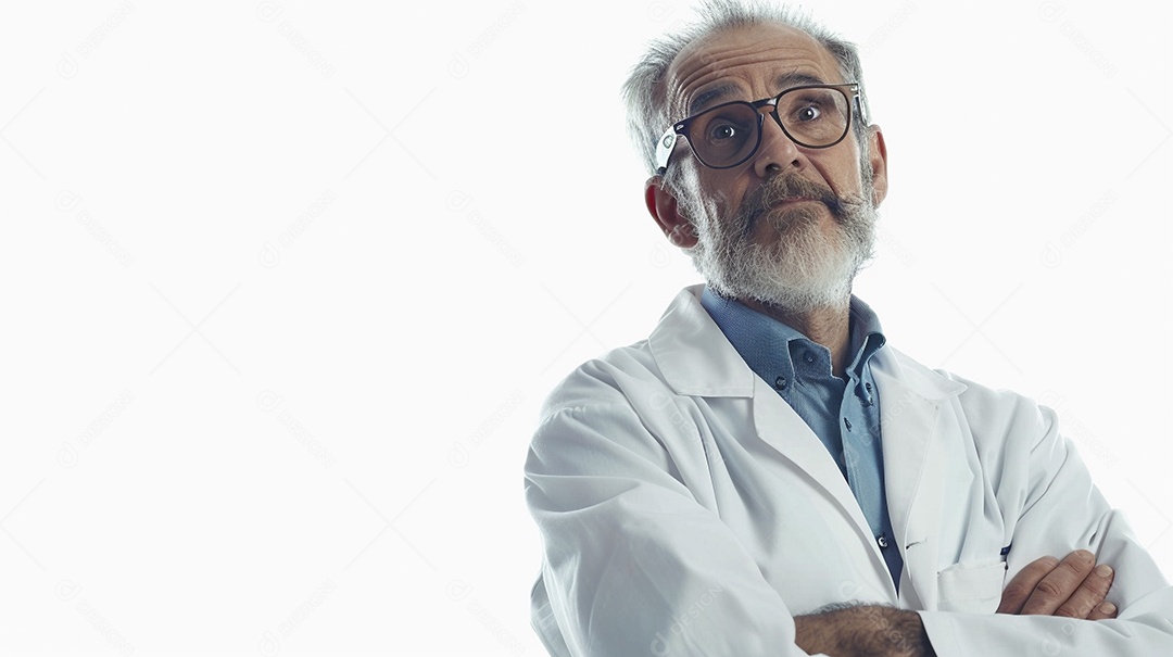 Homem cientista expressando afeto isolado em fundo de cor preta