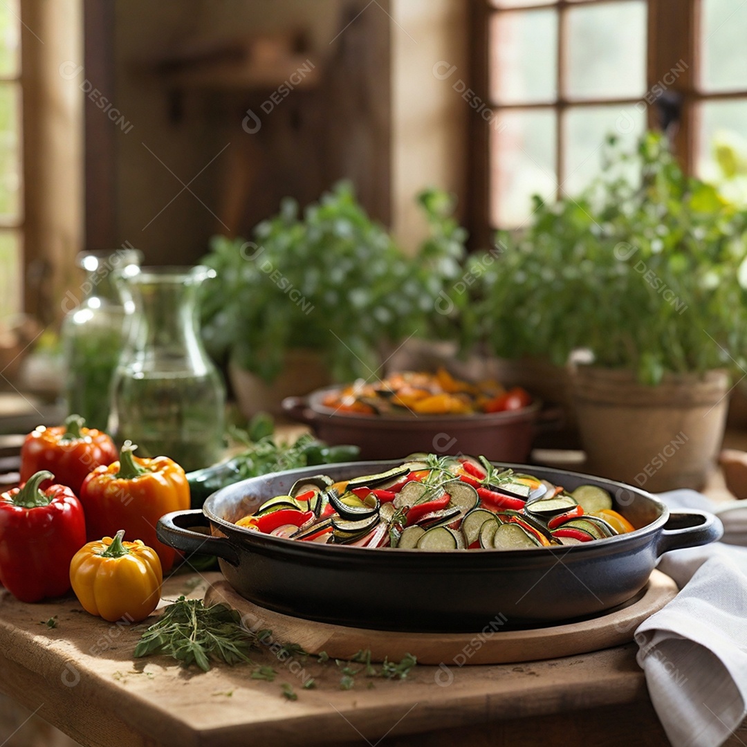 Mesa cheia de vegetais com fartura