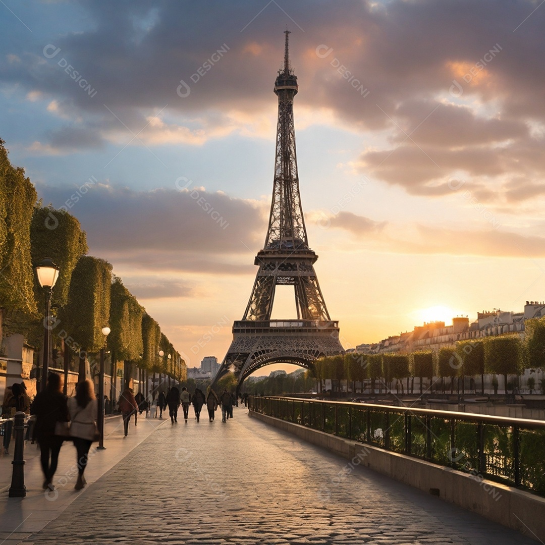 Praça enfrente a torre Eiffel