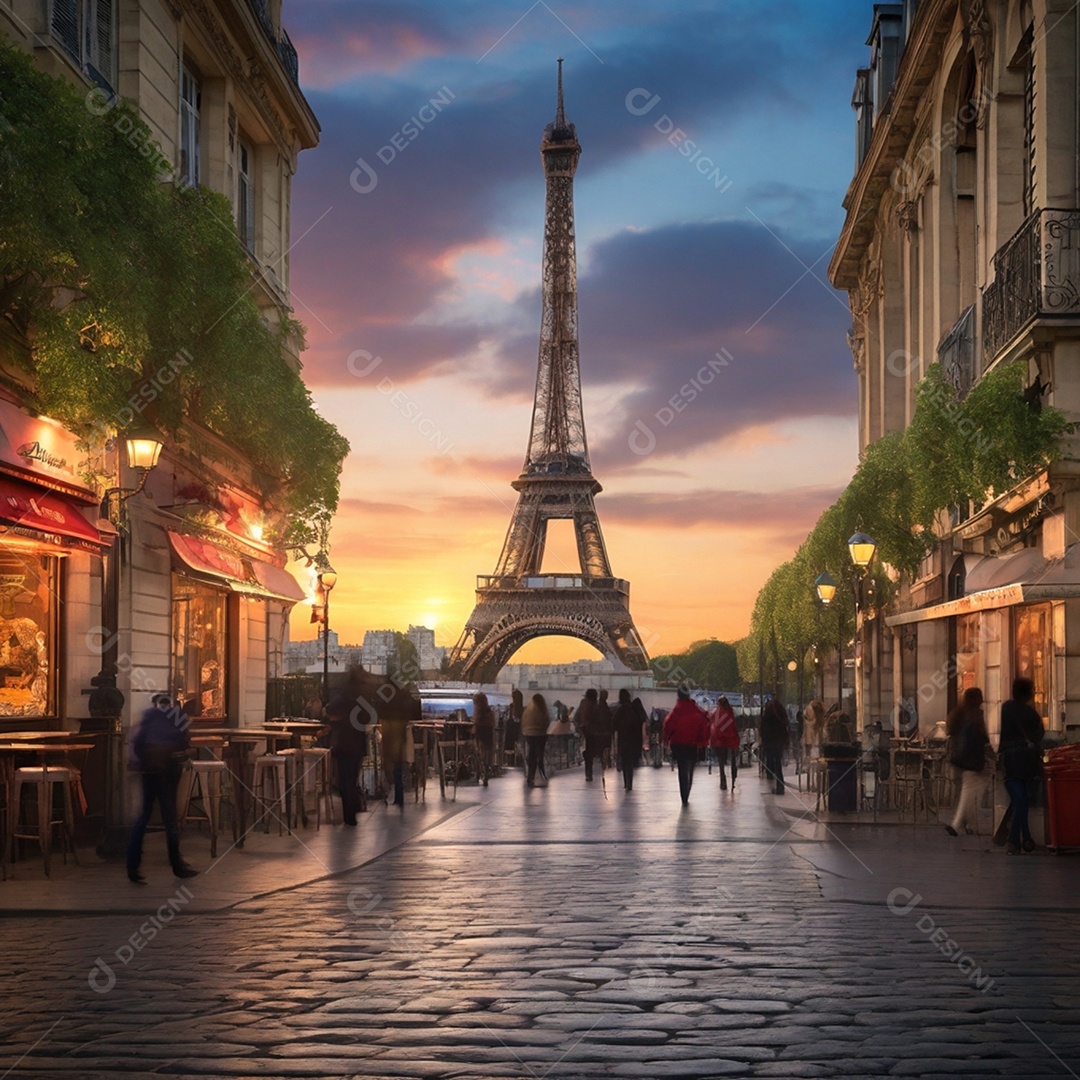 Praça enfrente a torre Eiffel