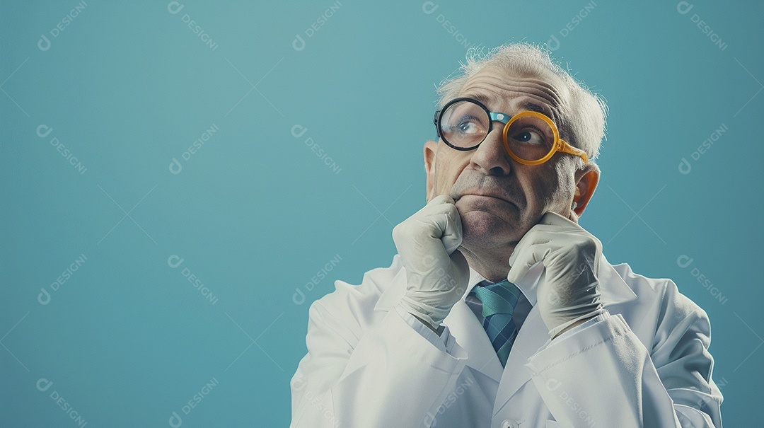 Homem cientista expressando afeto isolado em fundo de cor preta