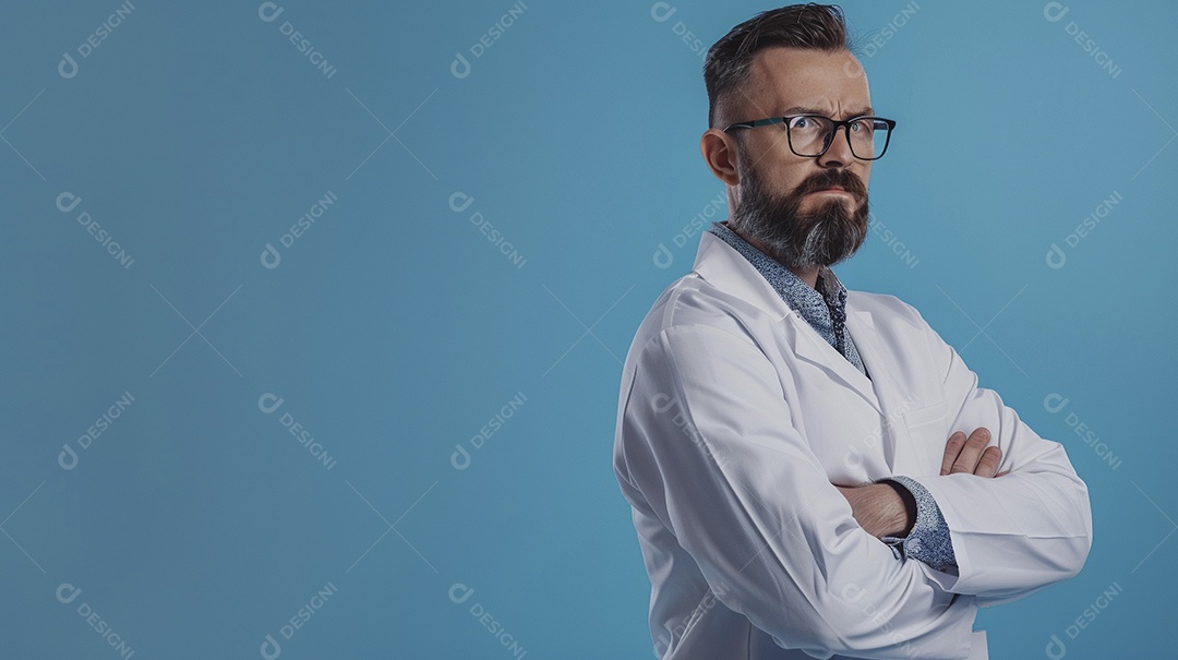 Homem cientista expressando afeto isolado em fundo de cor amarela