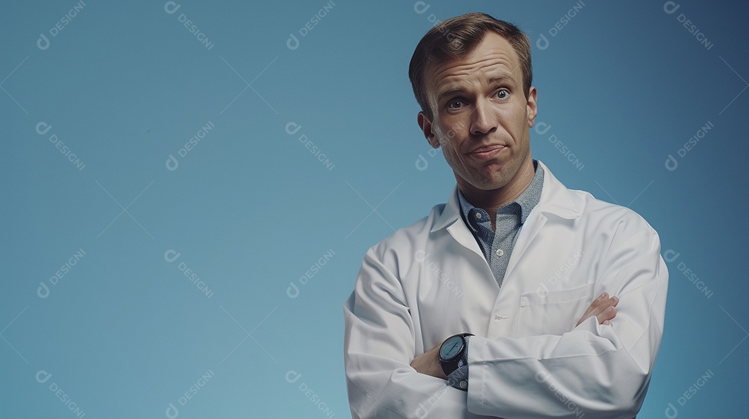 Homem cientista expressando afeto isolado em fundo de cor preta