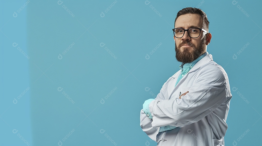 Homem cientista expressando afeto isolado em fundo de cor preta