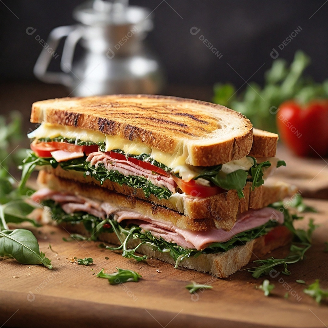 Sanduíche natural com presunto e salada