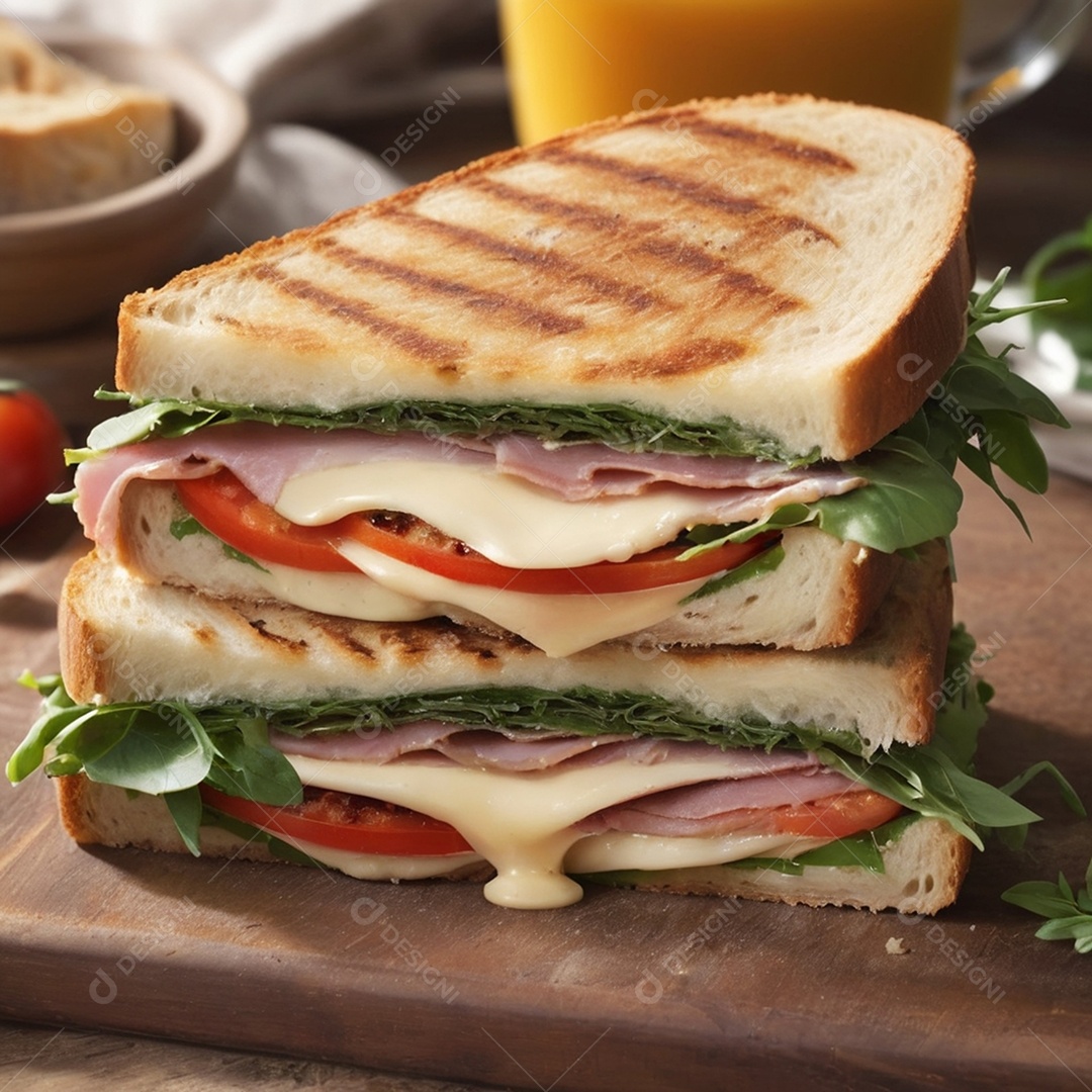 Sanduiche de presunto queijo e salada