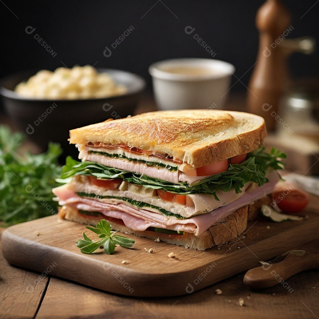 Sanduíche natural de salada com queijo e presunto