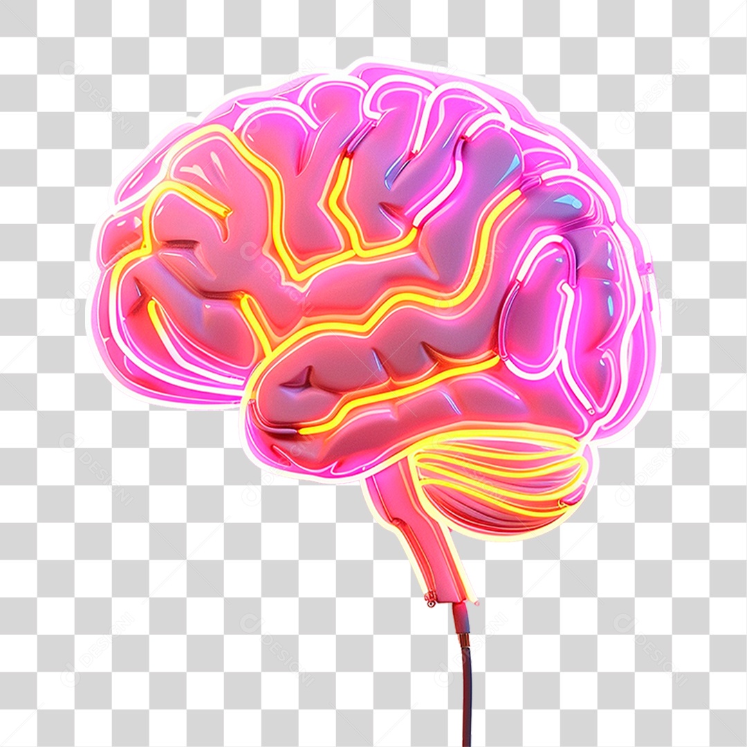 Cérebro com Neon PNG Transparente