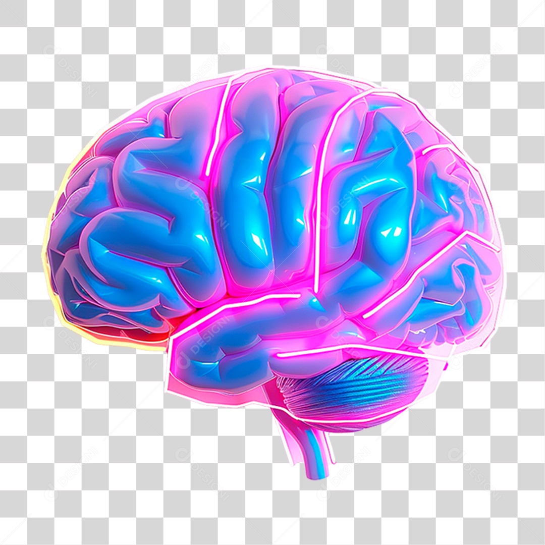 Cérebro com Neon PNG Transparente
