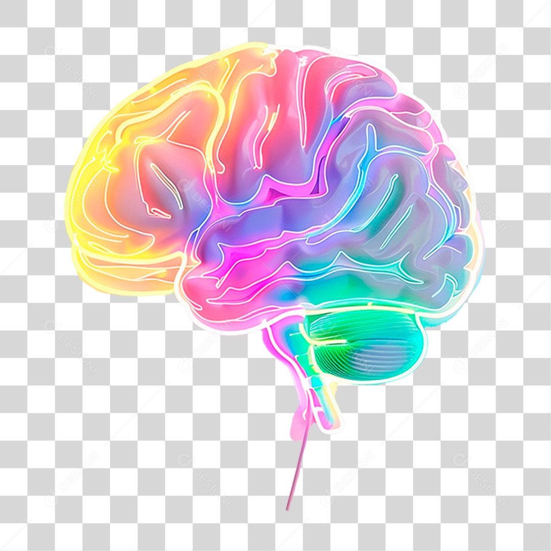 Cérebro com Neon PNG Transparente