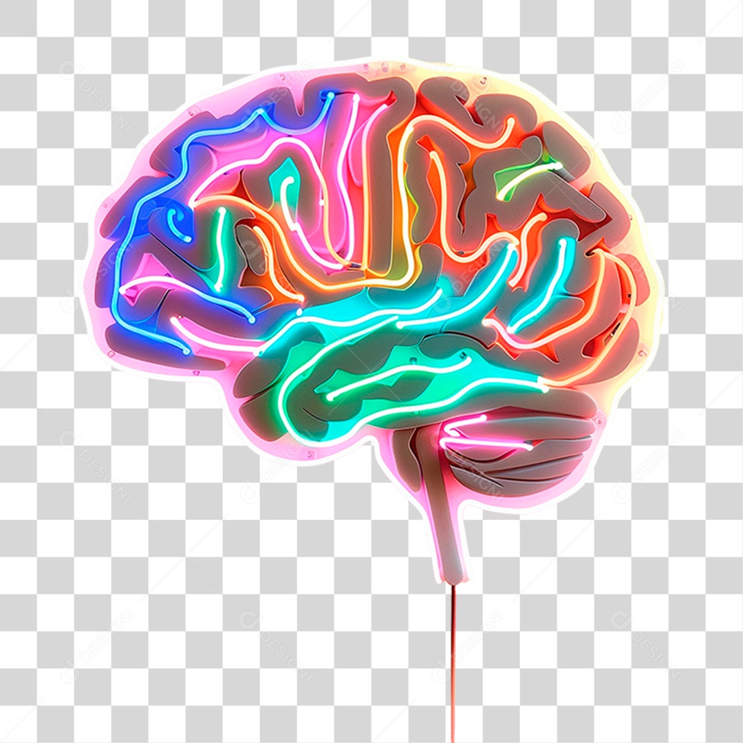 Cérebro com Neon PNG Transparente