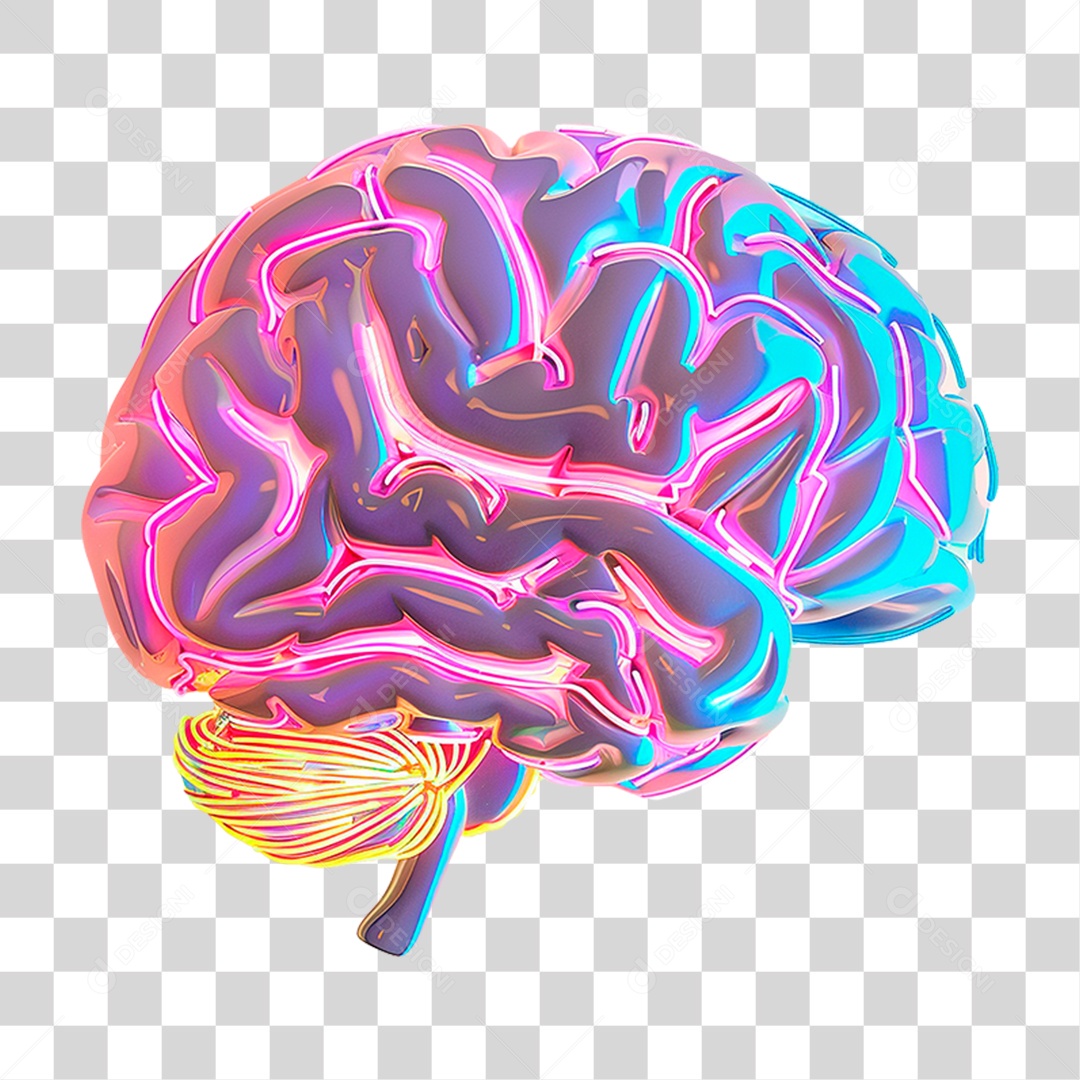 Cérebro com Neon PNG Transparente