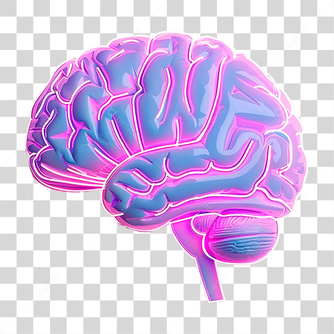 Cérebro com Neon PNG Transparente