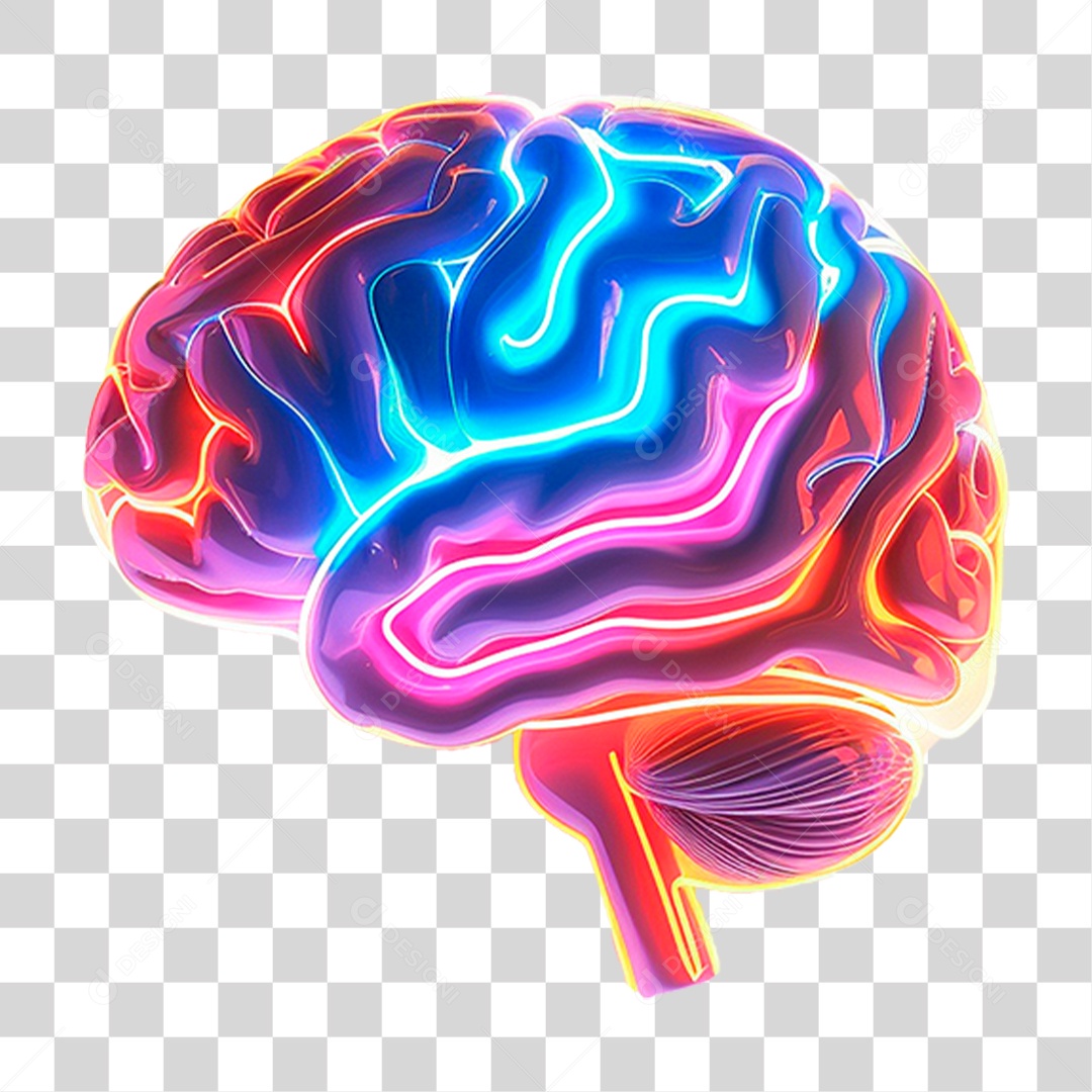 Cérebro com Neon PNG Transparente