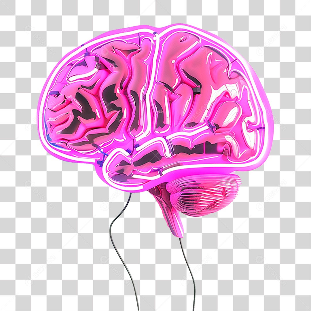 Cérebro com Neon PNG Transparente