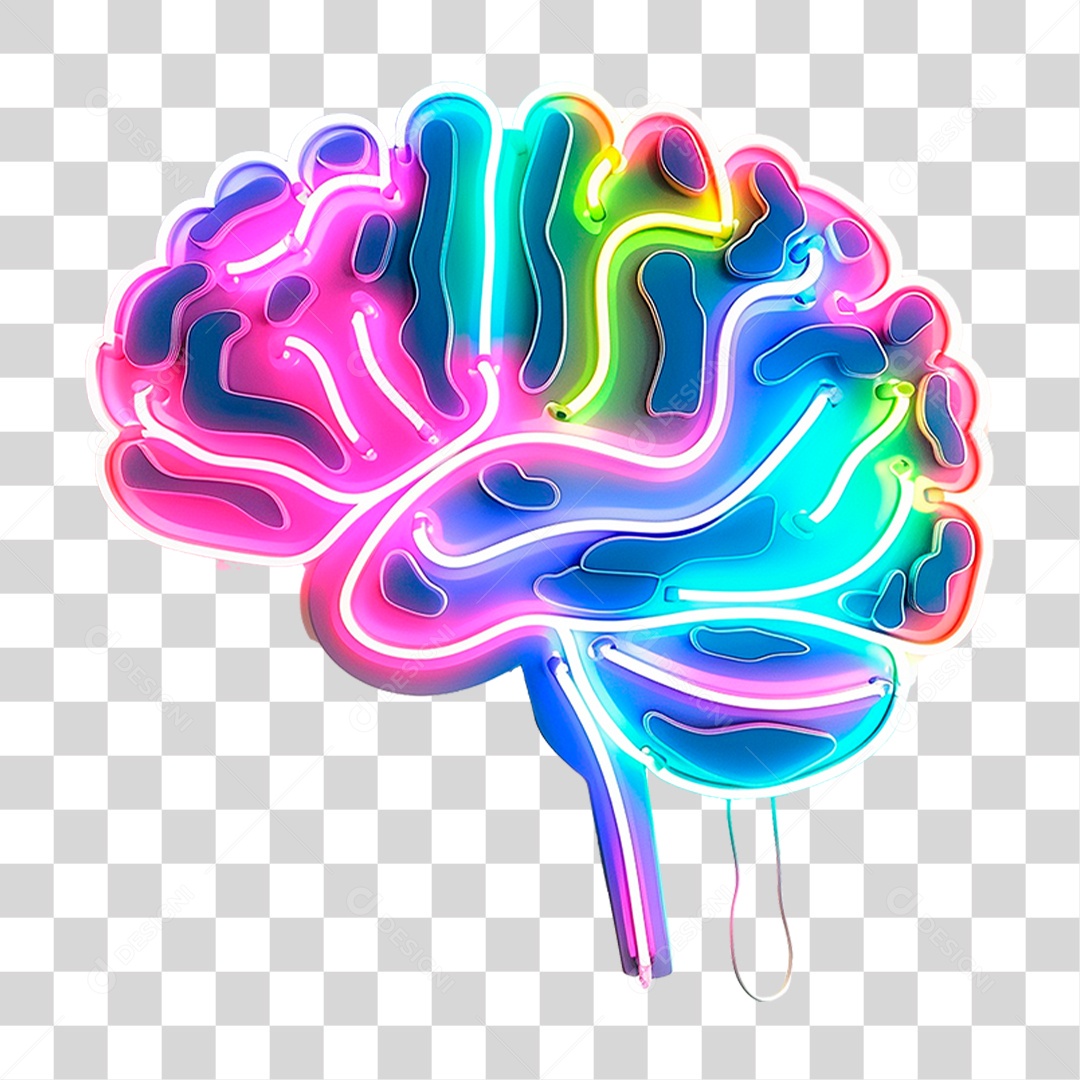 Cérebro com Neon PNG Transparente