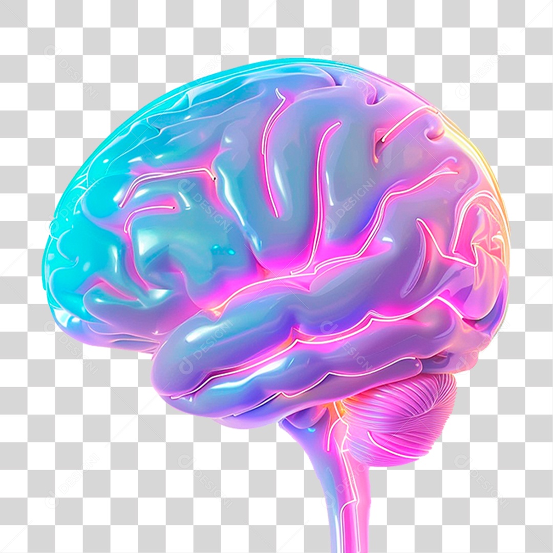 Cérebro com Neon PNG Transparente
