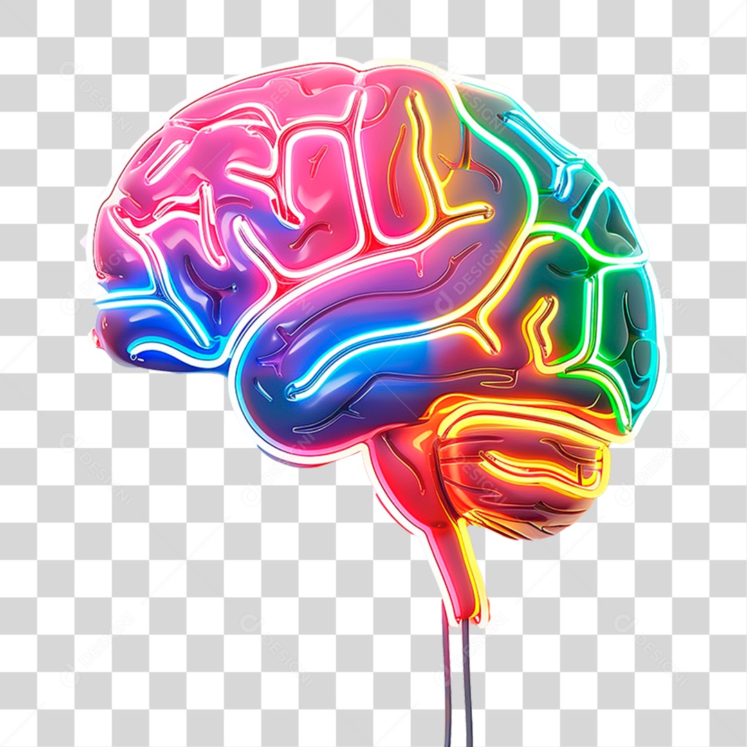 Cérebro com Neon PNG Transparente