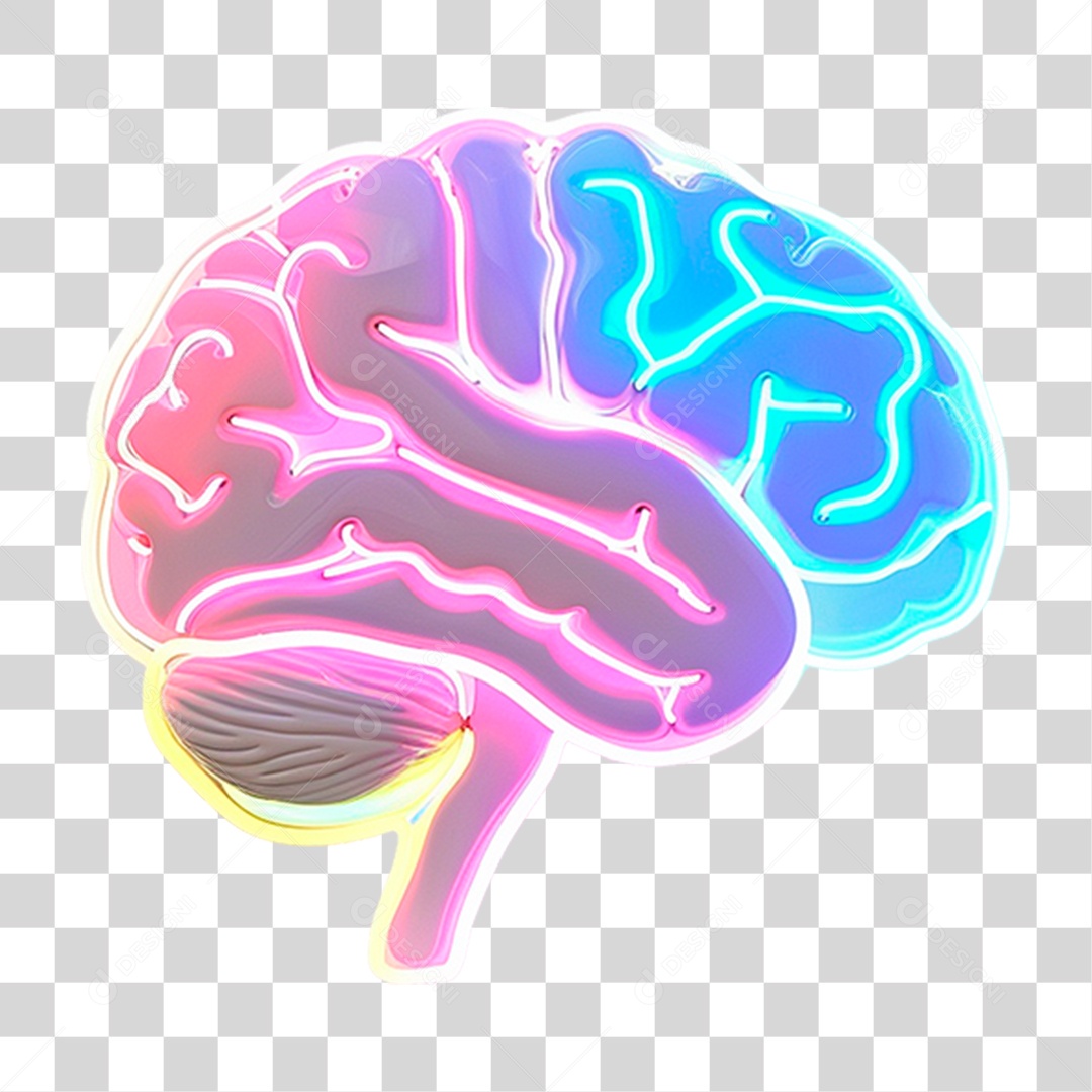 Cérebro com Neon PNG Transparente