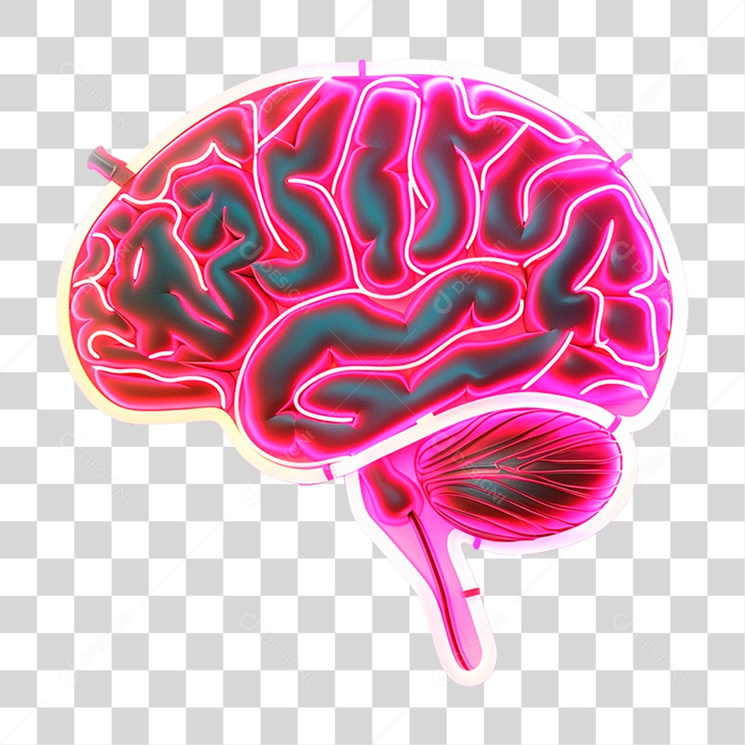 Cérebro com Neon PNG Transparente
