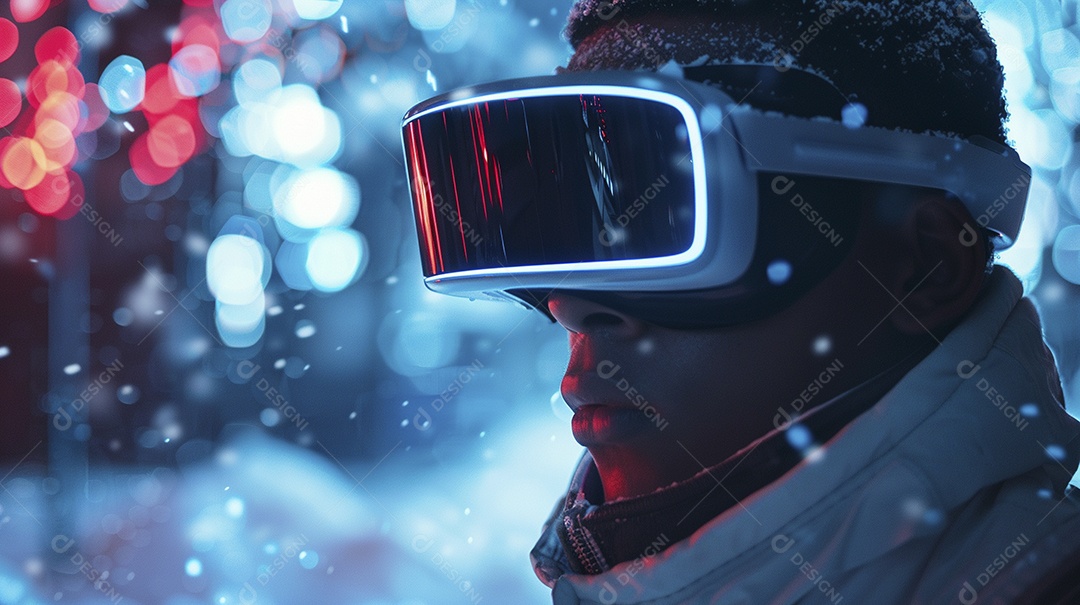 Jovem com óculos de realidade virtual