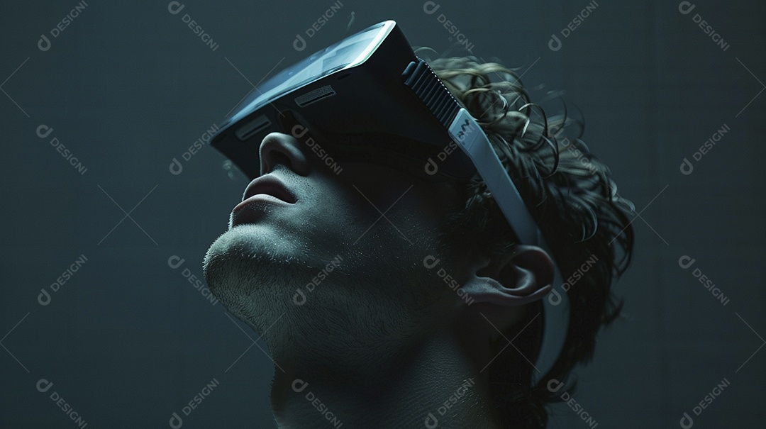 Jovem com óculos de realidade virtual