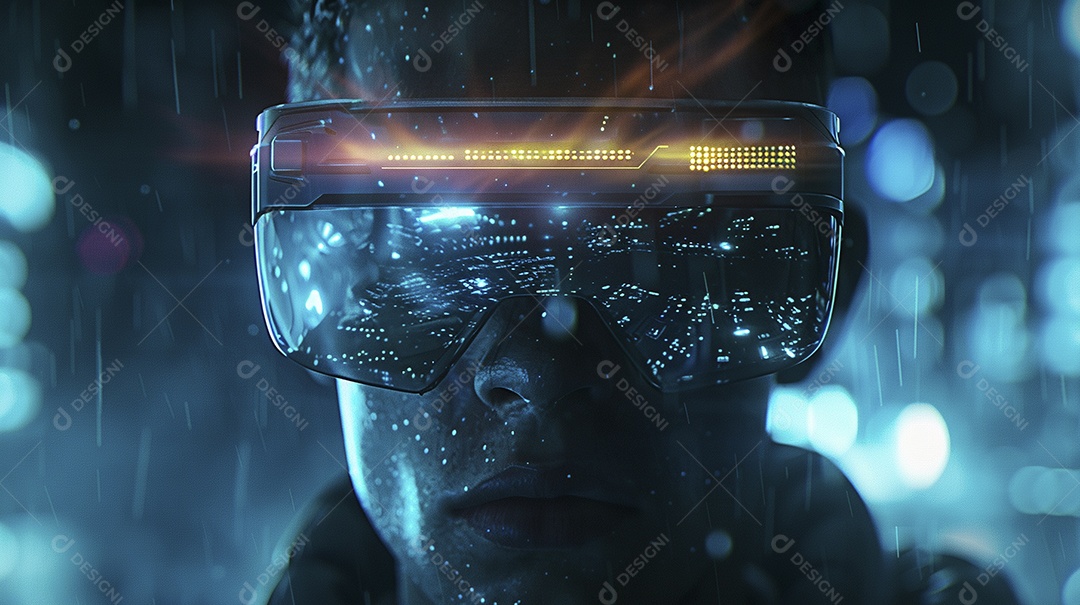 Jovem com óculos de realidade virtual