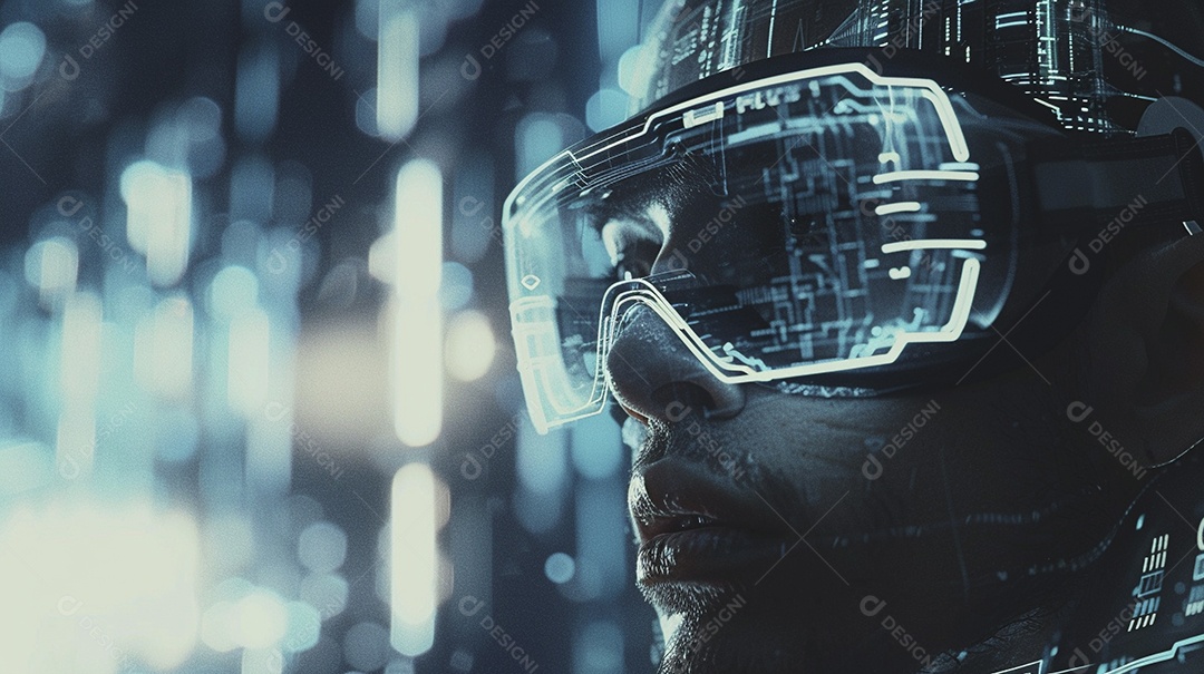 Jovem com óculos de realidade virtual