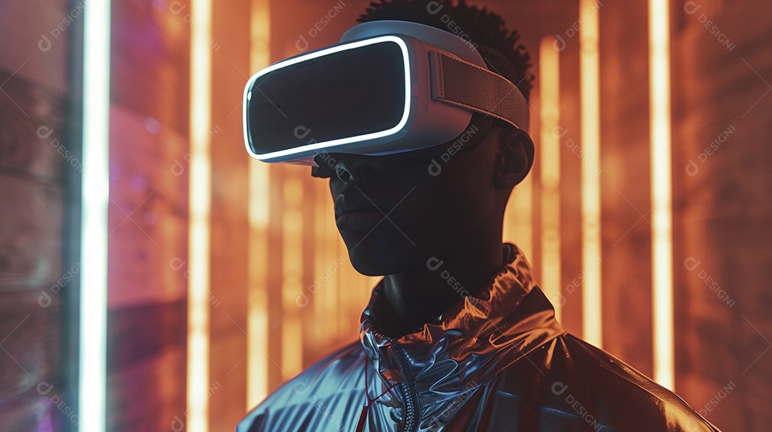 Jovem com óculos de realidade virtual