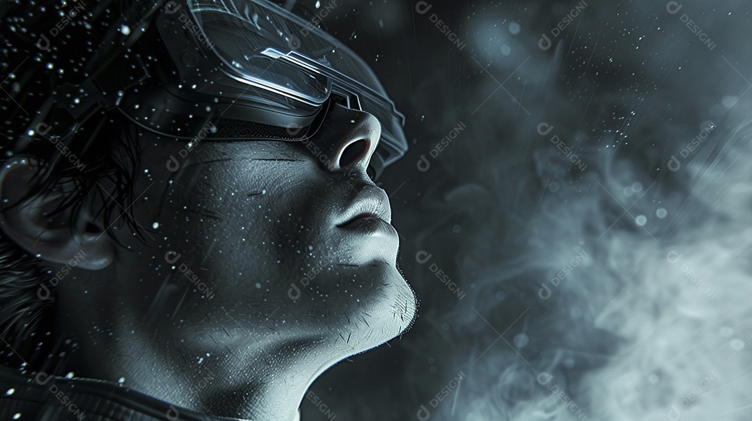 Jovem com óculos de realidade virtual