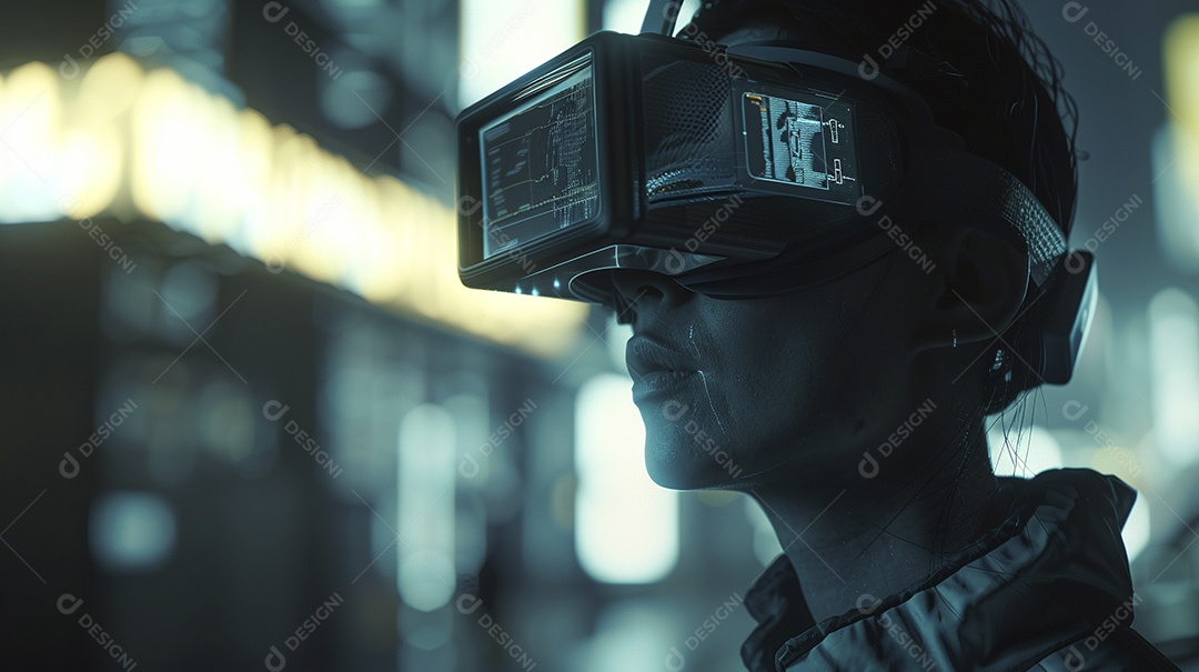 Jovem com óculos de realidade virtual