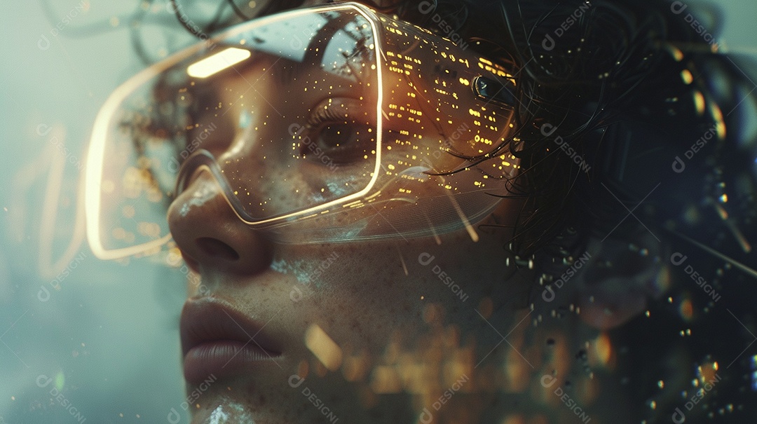 Jovem com óculos de realidade virtual