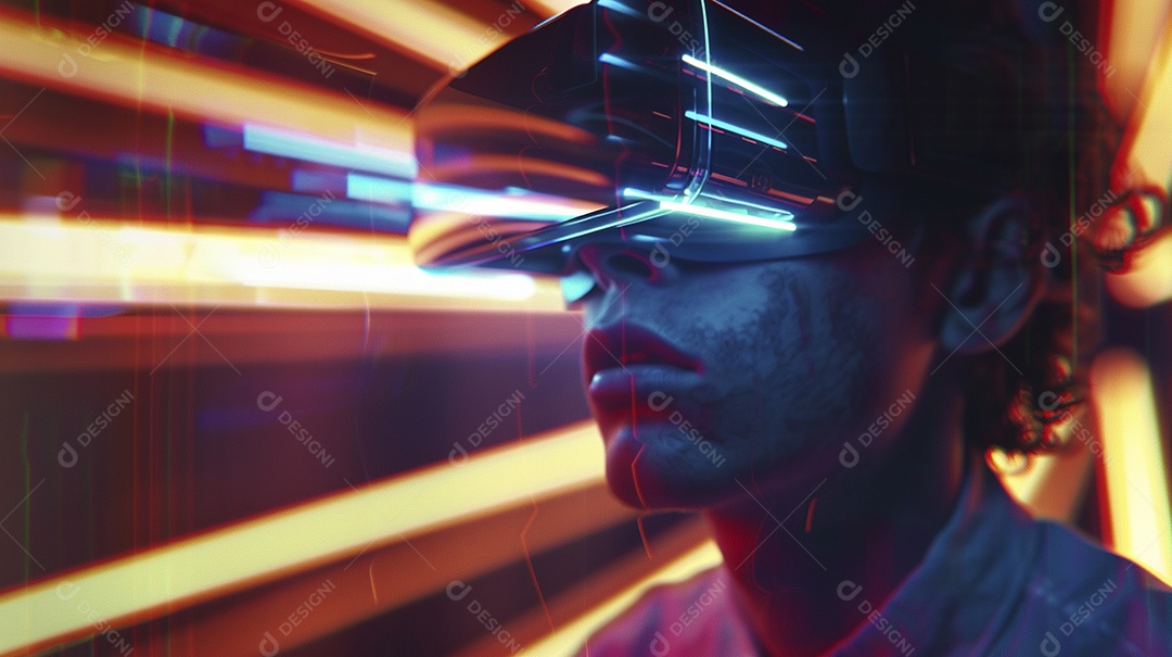 Jovem com óculos de realidade virtual