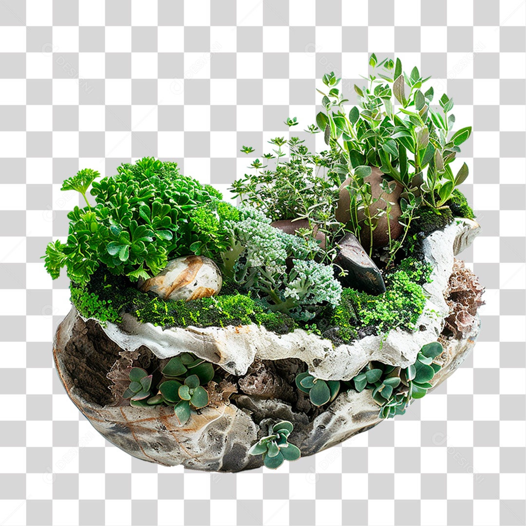 Arranjo de Plantas e Rochas PNG Transparente