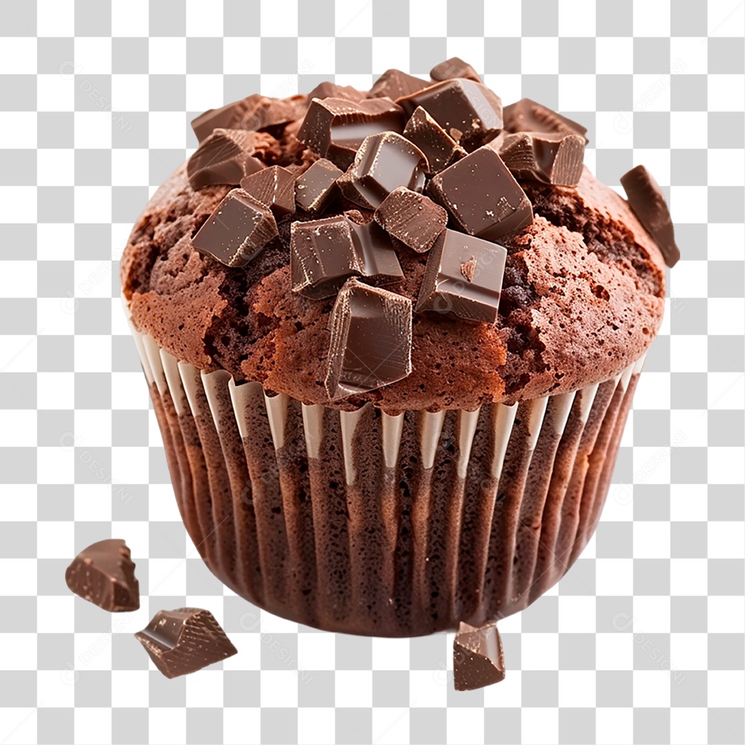 Muffin de Chocolate PNG Transparente
