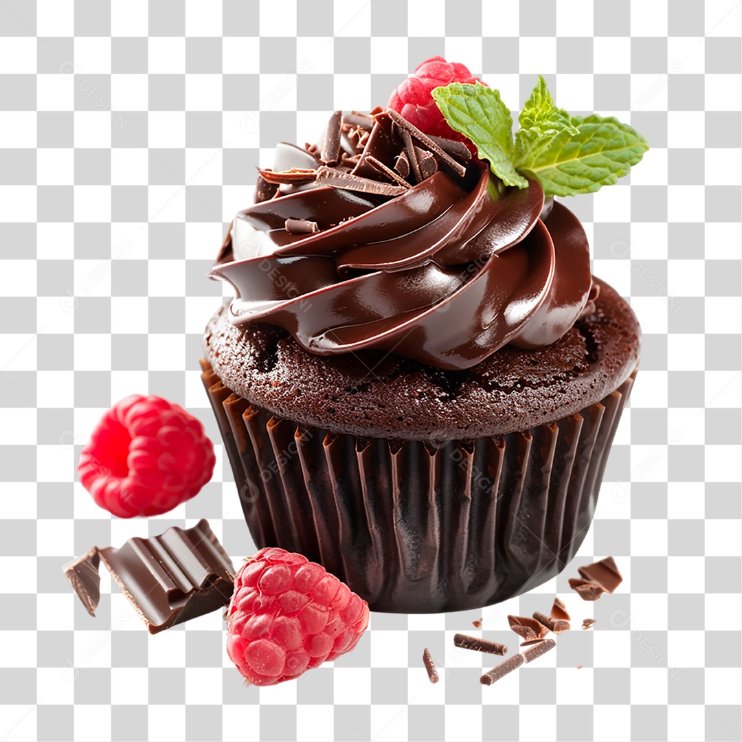 Muffin de Chocolate PNG Transparente
