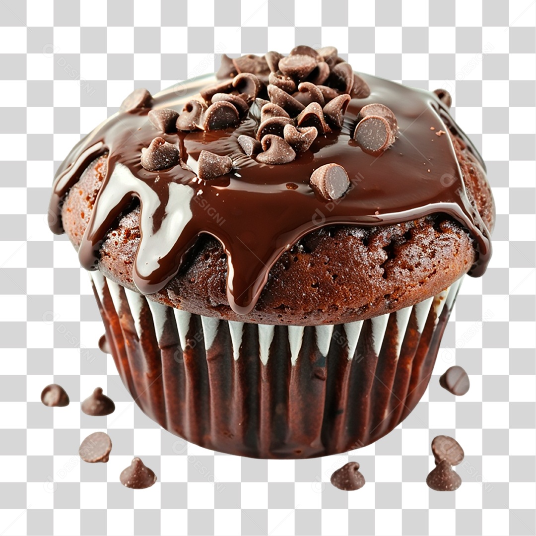 Muffin de Chocolate PNG Transparente