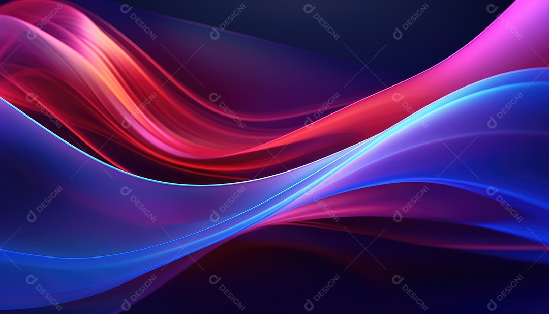 Ilustração 3D renderizada abstrata com cores vibrantes e fluxo ondulado