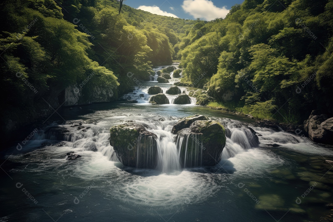 Cachoeiras em cascata formando corações