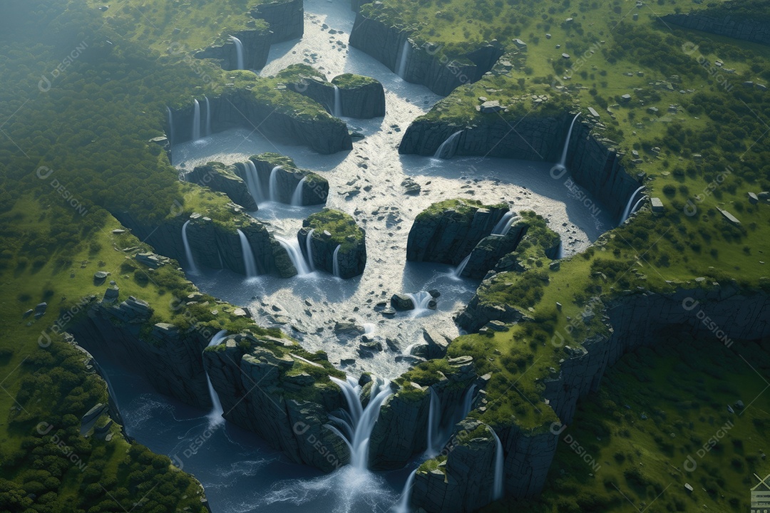 Cachoeiras em cascata formando corações