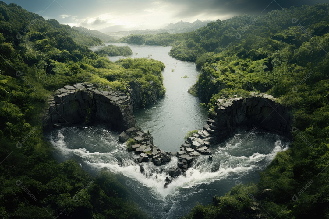Cachoeiras em cascata formando corações