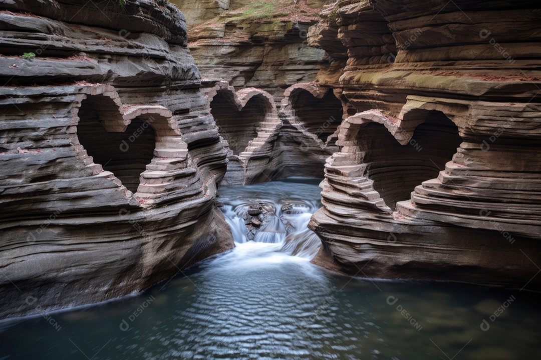 Cachoeiras em cascata formando corações