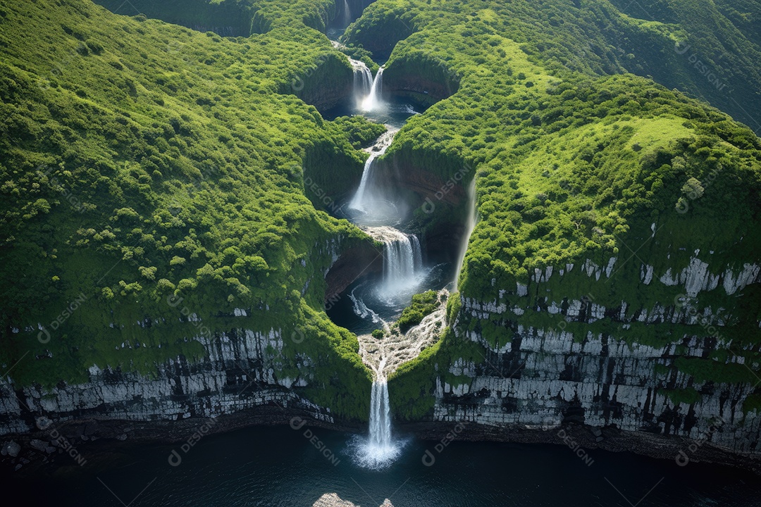 Cachoeiras em cascata formando corações