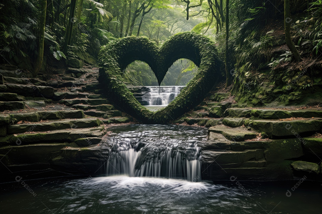 Cachoeiras em cascata formando corações