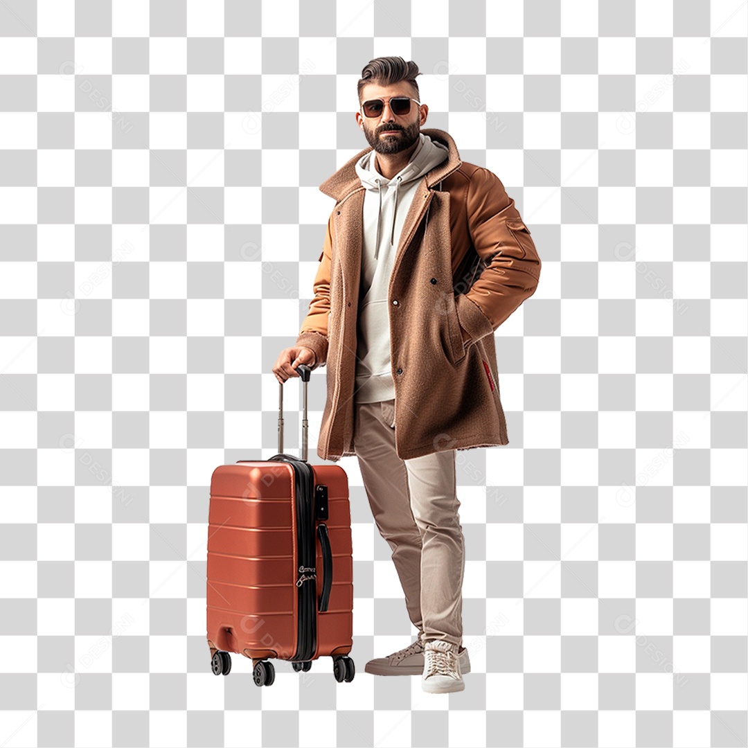 Homem com Mala PNG Transparente