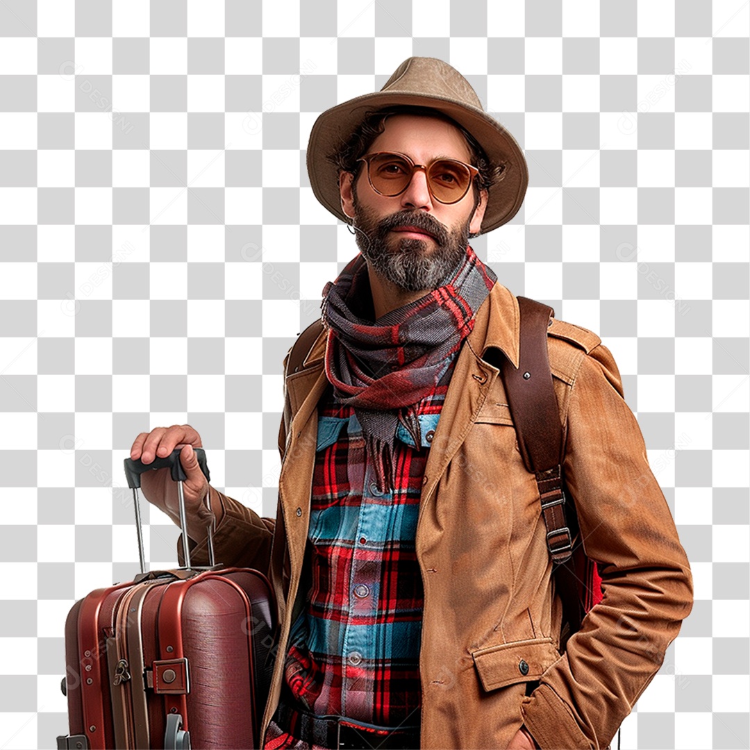 Homem com Mala PNG Transparente