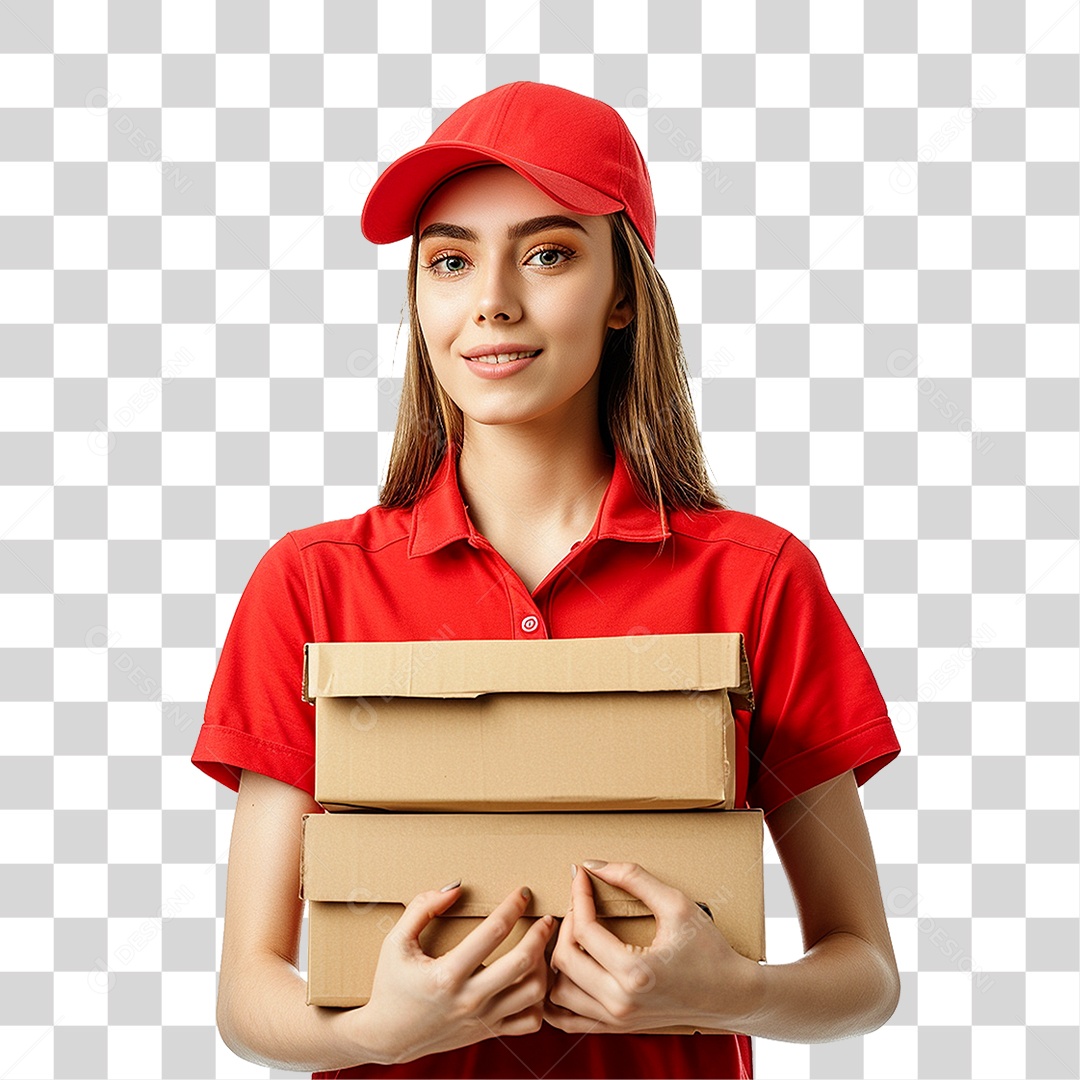 Mulher Entregadora Delivery PNG Transparente