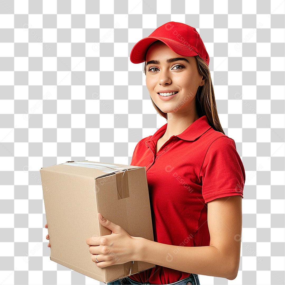 Mulher Entregadora Delivery PNG Transparente