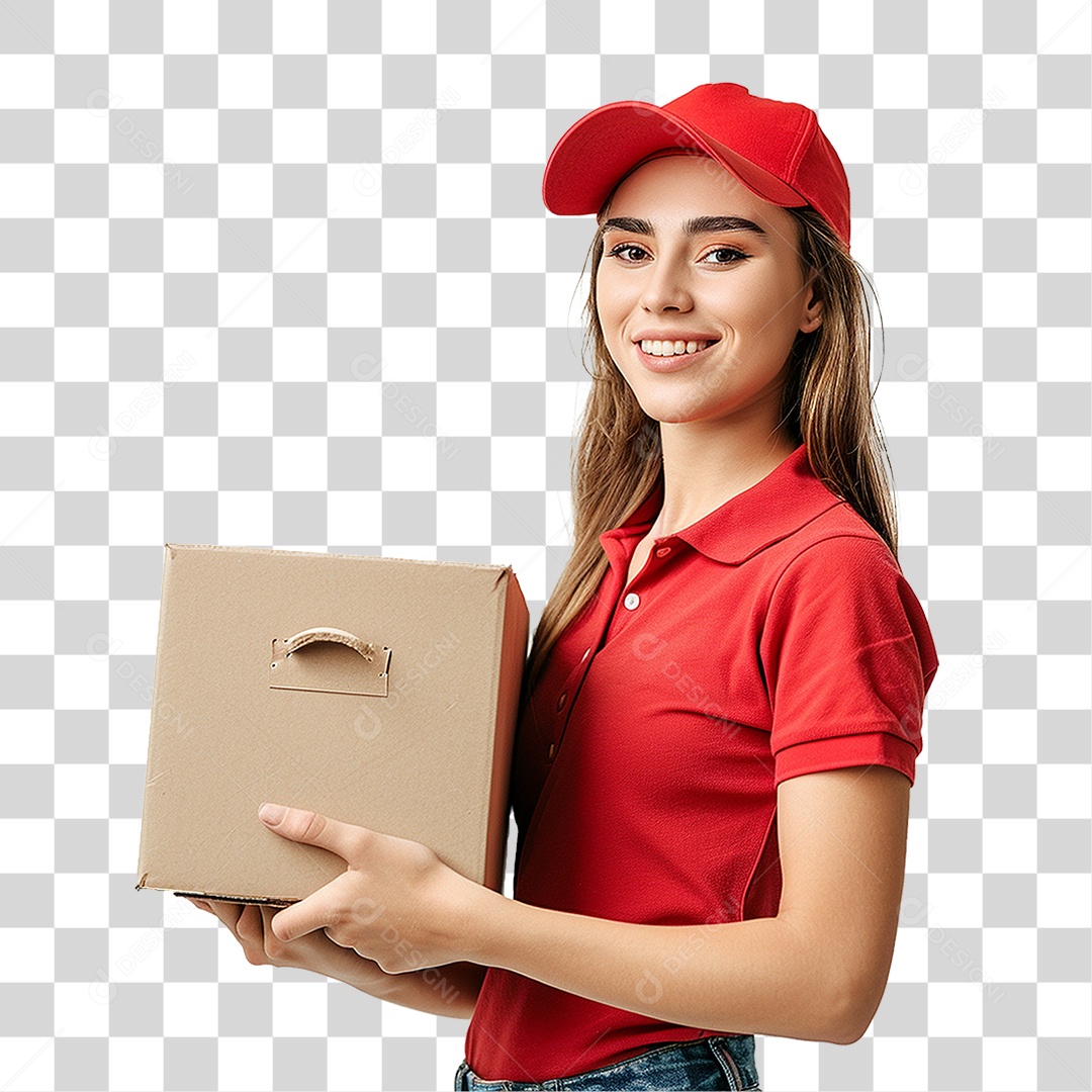 Mulher Entregadora Delivery PNG Transparente