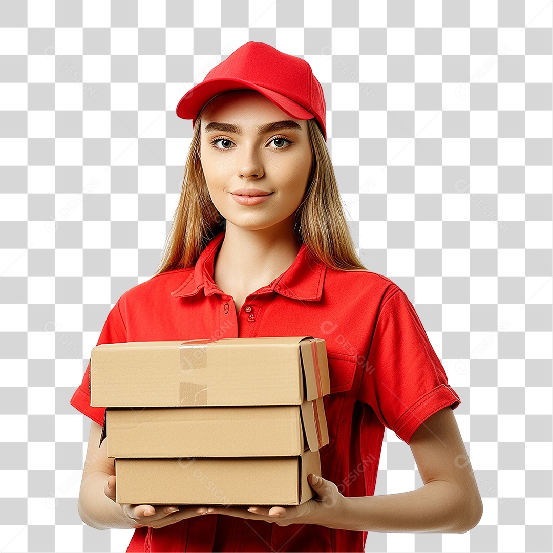 Mulher Entregadora Delivery PNG Transparente